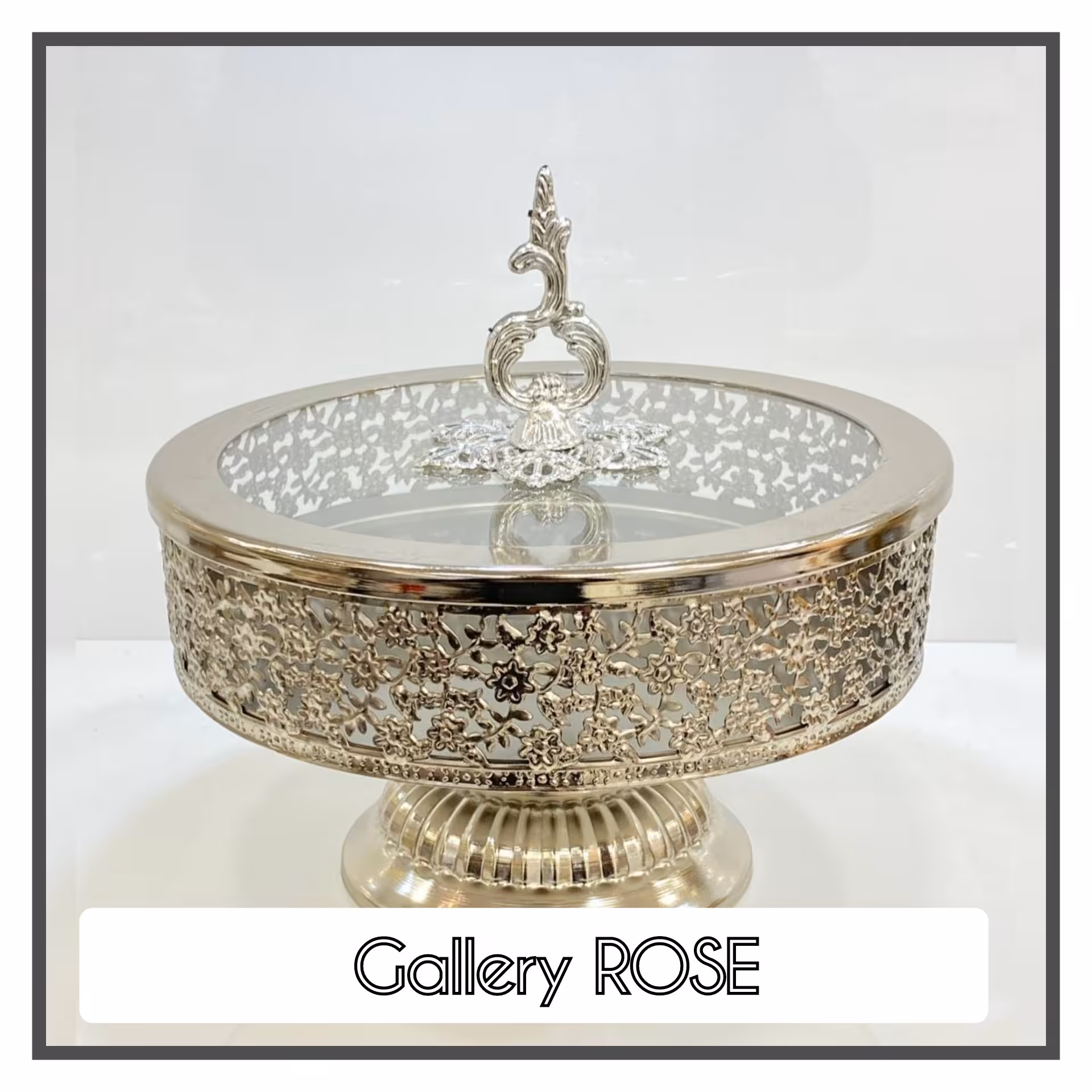 شکلات خوری گرد پایه دار (رنگ سیلور)