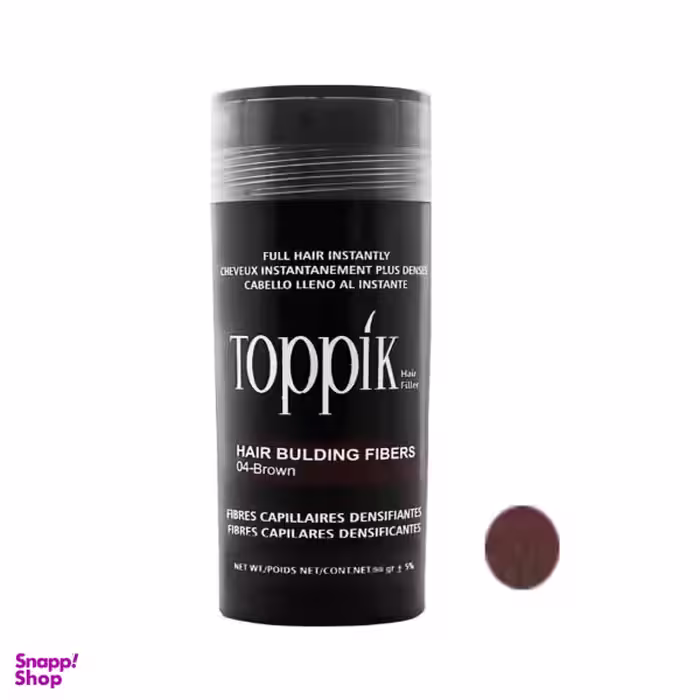 پودر پر پشت کننده مو تاپیک (Toppik) هیر فیلر کد 04 وزن 50 گرم رنگ قهوه ای