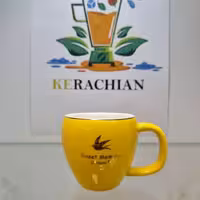 فنجان قهوه sweet memory زرد رنگ(براق)