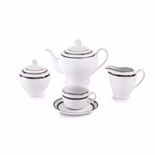 سرویس چای خوری پرشیا سرمه ای چینی زرین ایتالیا اف 17 پارچه