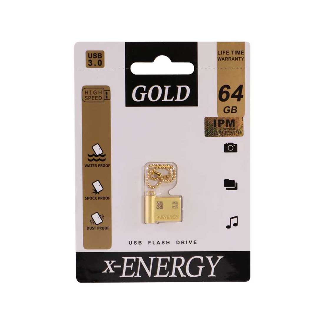 فلش مموری X-Energy مدل GOLD USB3.0 با ظرفیت 64 گیگابایت - گارانتی مادام العمر
