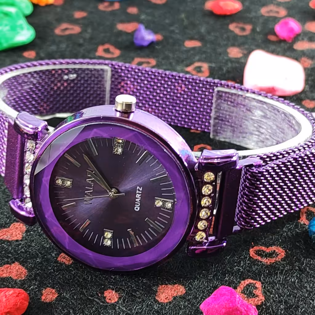 ساعت زنانه والارwalar بندحصیری مگنتی نوع نمایش آنالوگ