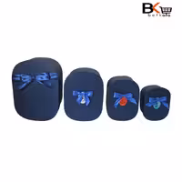 باکس کادویی بیضی 4 تکه پاپیون دار سرمه ای کد 26