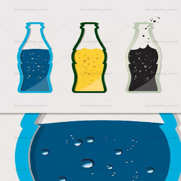 وکتور بطری شیشه ای نوشابه | گرافیک با طعم تربچه