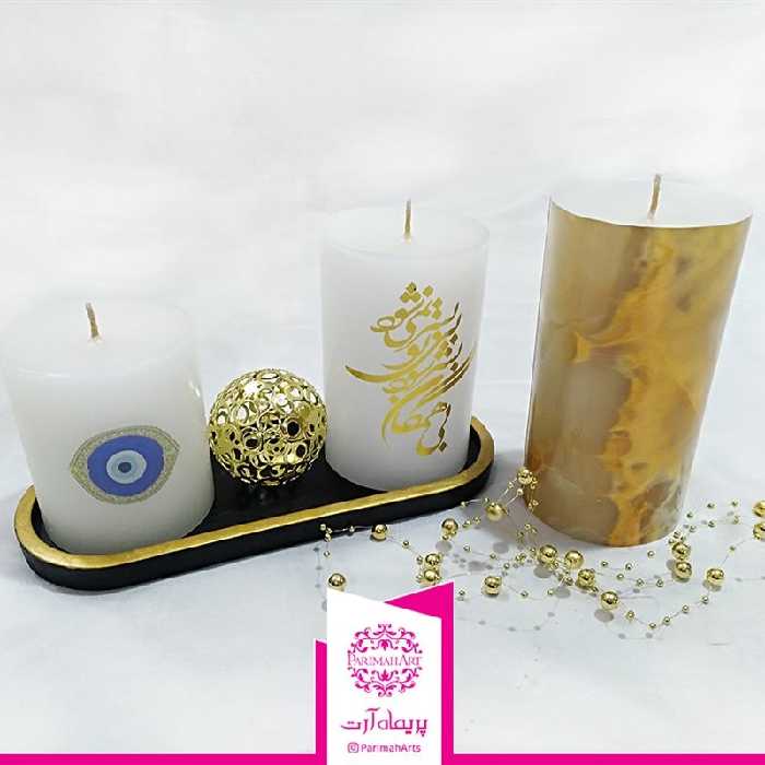 ست شمع استوانه ای کد5050 - 3 عددی