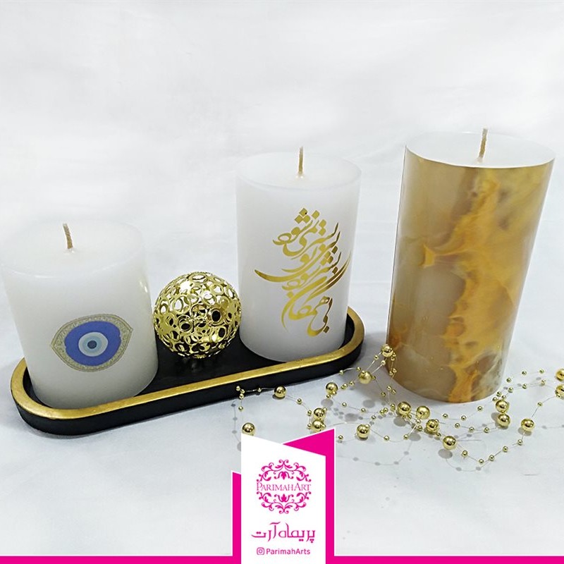 ست شمع استوانه ای کد5050 - 3 عددی