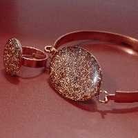 نیمست دستبند و انگشتر مس پلاک دار  شاین بیضی