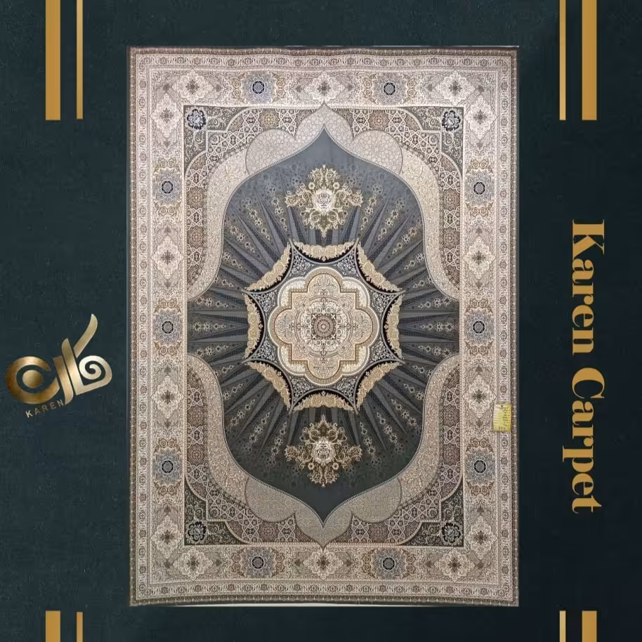 فرش 12 متری اکریلیک گلبرجسته 1500 شانه تراکم 4500 طرح نور آبی