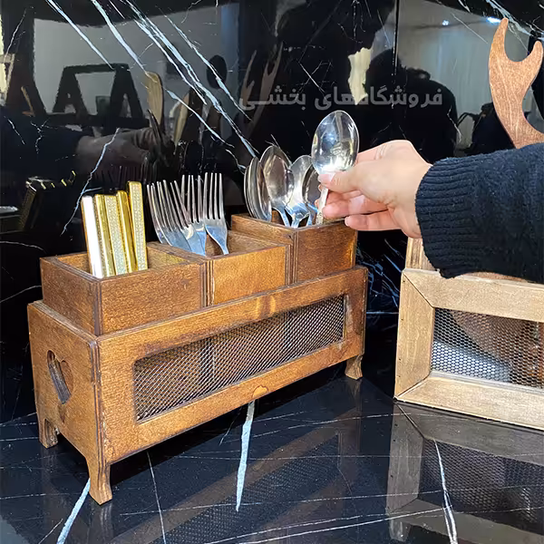 باکس قاشق وچنگال چوبی