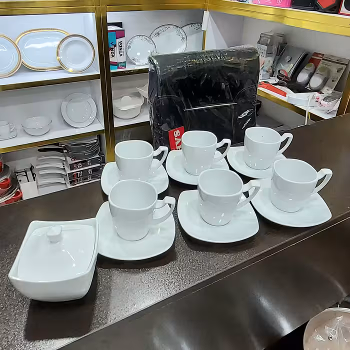 سرویس فنجان و نعلبکی و قندان لورین طرح ساده