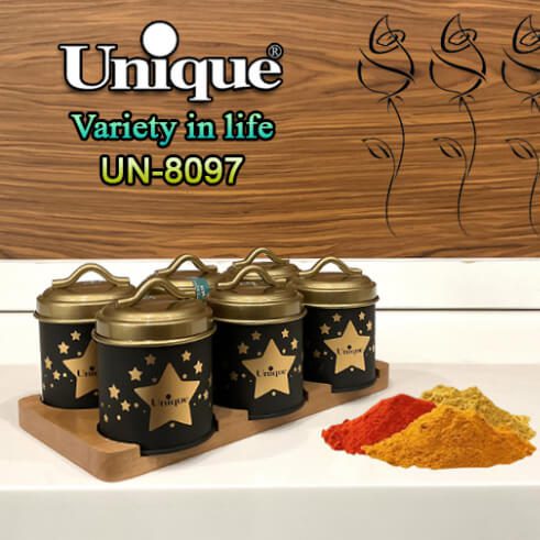 ست ادویه 6 پارچه درب طلایی یونیک