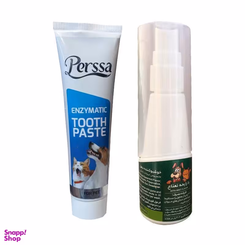 خمیر دندان و اسپری خوشبو کننده دهان سگ و گربه پرسا (Perssa) مدل Mint بسته 2 عددی