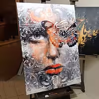 تابلو بوم تلفیقی نقاشیخط دیجیتال آرت گالری چارگوش  2271