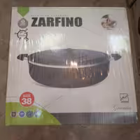 ماهیتابه تفلون سایز 34 رنگ مشکی داخل مشکی دونه دار  مارک  ZARFINO  