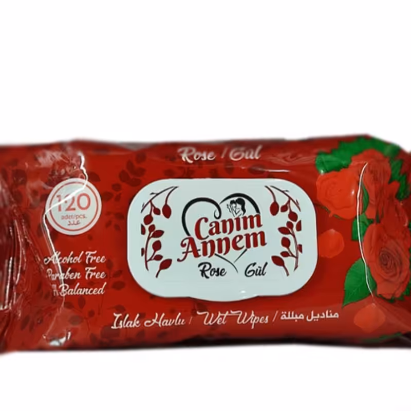 دستمال مرطوب جانیم آنم گل رز بسته 120 عددی 