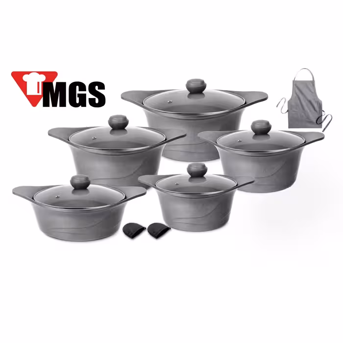 سرویس قابلمه 13 پارچه گرانیت MGS کره ای C خاکستری 