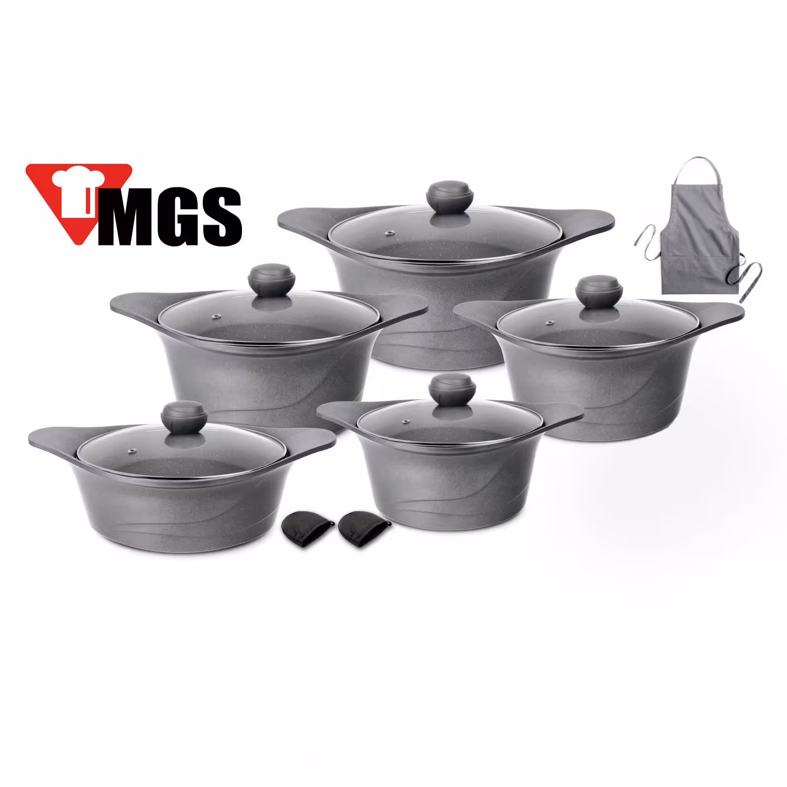 سرویس قابلمه 13 پارچه گرانیت MGS کره ای C خاکستری 