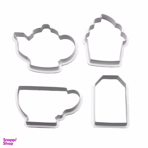 کاتر شیرینی پزی تی پارتی مدل قوری و فنجان مجموعه 4 عددی