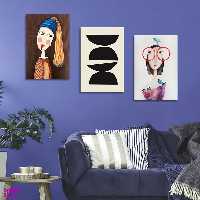 تابلو شاسی بکلیت طرح نقاشی دکوراتیو مدرن سبک کوبیسم مدل SH-1416 مجموعه 3 عددی