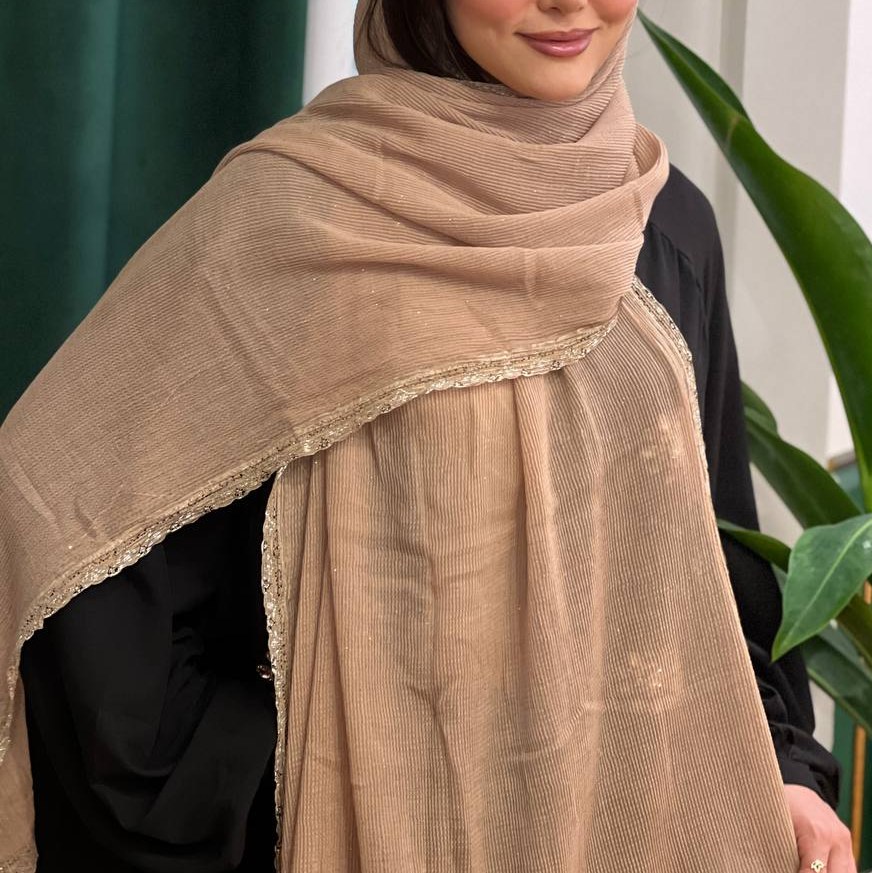 شال پلیسه دانتل شاین دار 2 کد 61188