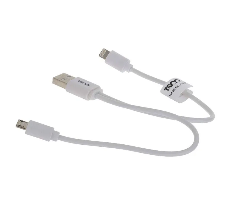 کابل تبدیل USB به microUSB و لایتنینگ تسکو مدل TCA28 طول 0.2 متر