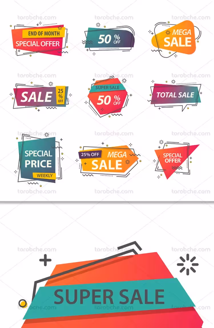 وکتور برچسب های فروش | گرافیک با طعم تربچه