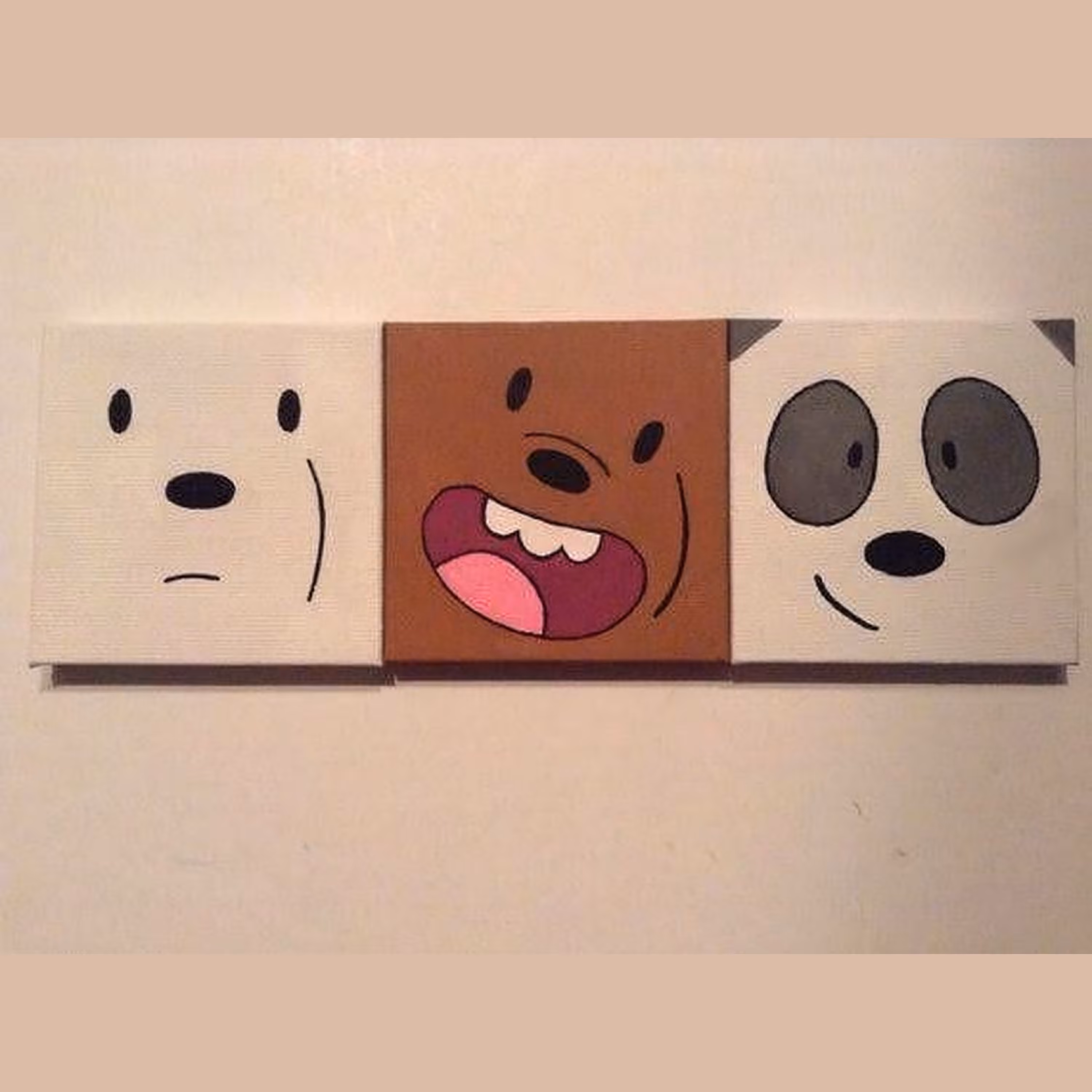 ست 3 عددی تابلو نقاشی  طرح  خرس we bare bears  (ابعاد هر تابلو  10 در 10)