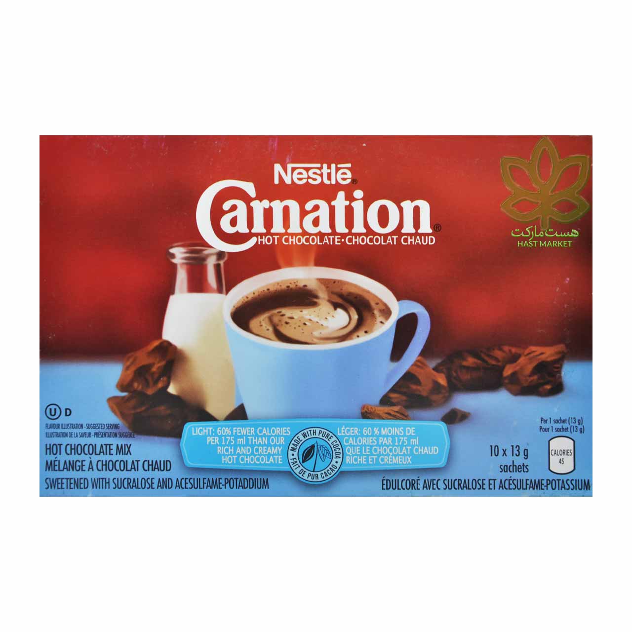 پودر هات چاکلت کارنیشن رژیمی ( کم کالری ) 10 عدد نستله - nestle