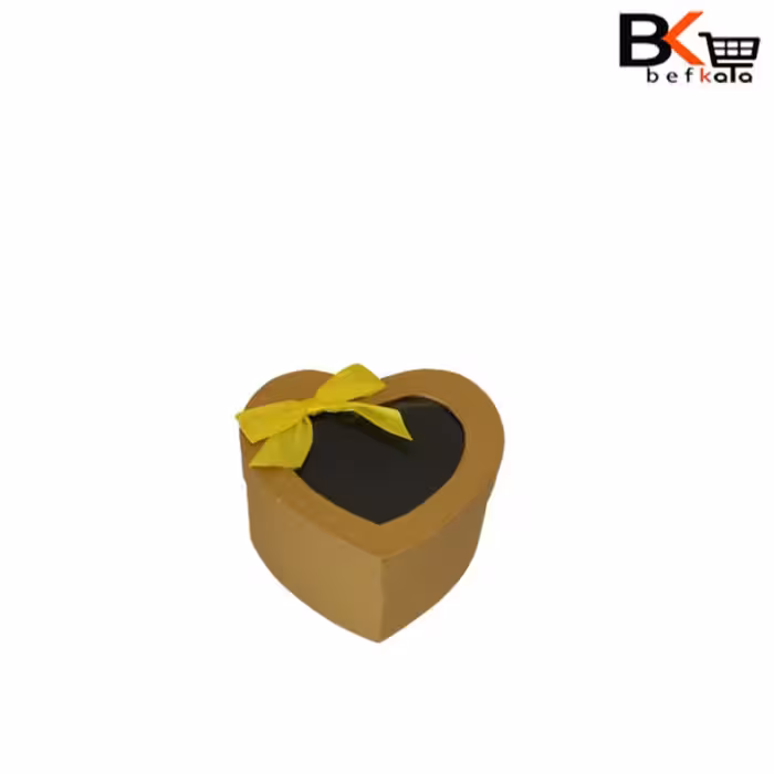 باکس کادویی قلبی طلق دار پاپیون دار تک سایز کد 11  رنگ زرد
