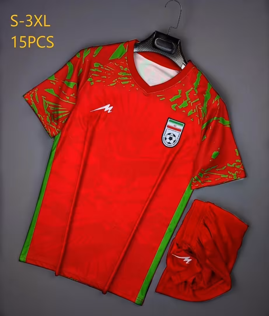 کیت تیم ملی ایران کانسپت قرمز (پیراهن شورت) ورژن هواداری