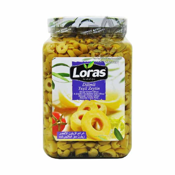 زیتون سبز حلقه شده ( اسلایس ) 1٫5 کیلو لوراس - loras