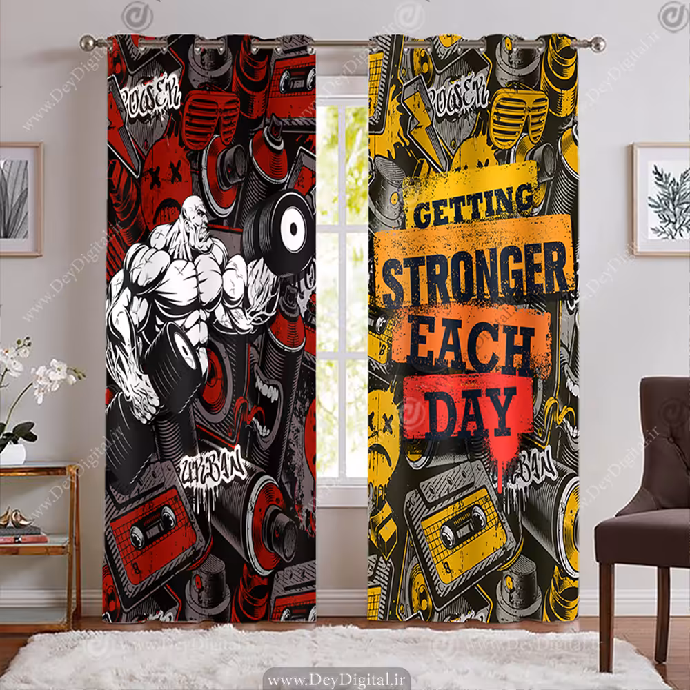 پرده فانتزی خلاقانه باشگاه بدنسازی با عنوان هر روز قویتر شدن BA-7607-s