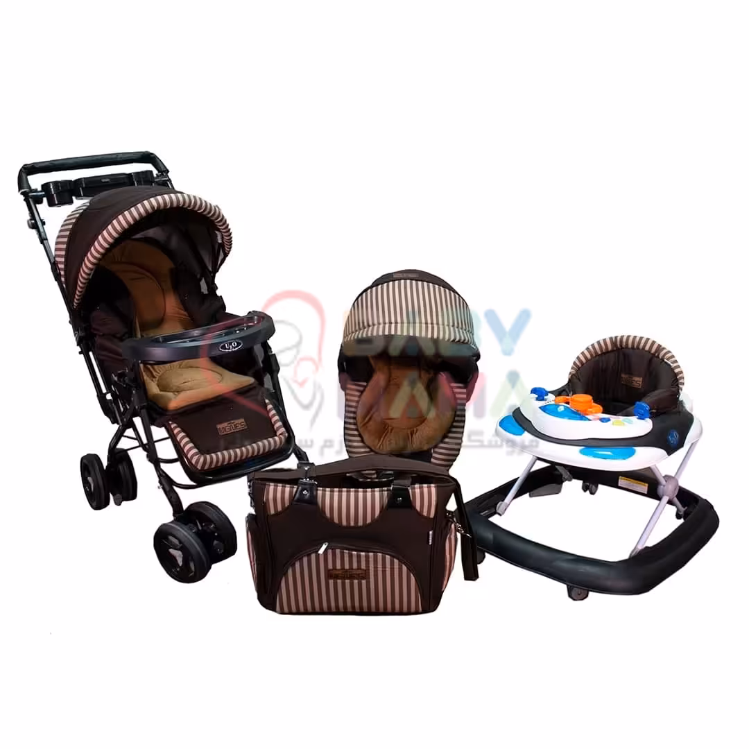 ست ۴ تیکه کالسکه مدل راه راه فلاور