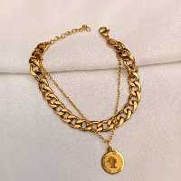 دستبند دو ردیفه کارتیر با اویز سکه الیزابت