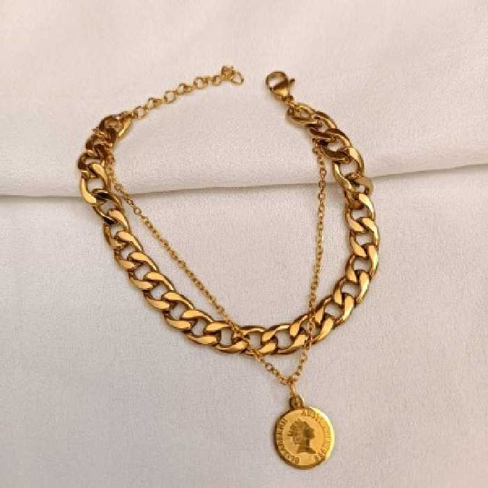 دستبند دو ردیفه کارتیر با اویز سکه الیزابت