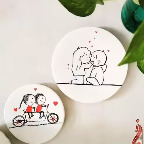 بشقاب دیواری دوعددی طرح عشق فانتزی