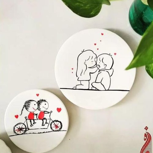 بشقاب دیواری دوعددی طرح عشق فانتزی