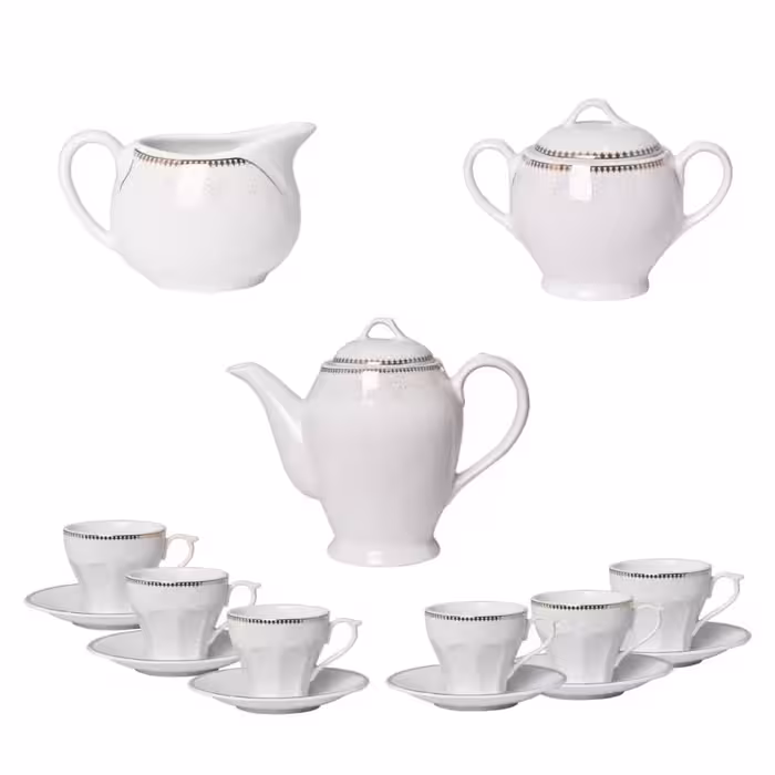 سرویس چایی خوری 17پارچه مقصود مدل داتسون مثلثی قوری قندان ست چایی خوری 