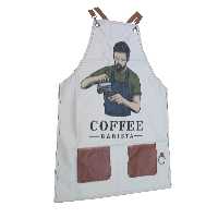 پیش بند باریستا رنگ کرم با کیفیت عالی جنس پارچه و چرم