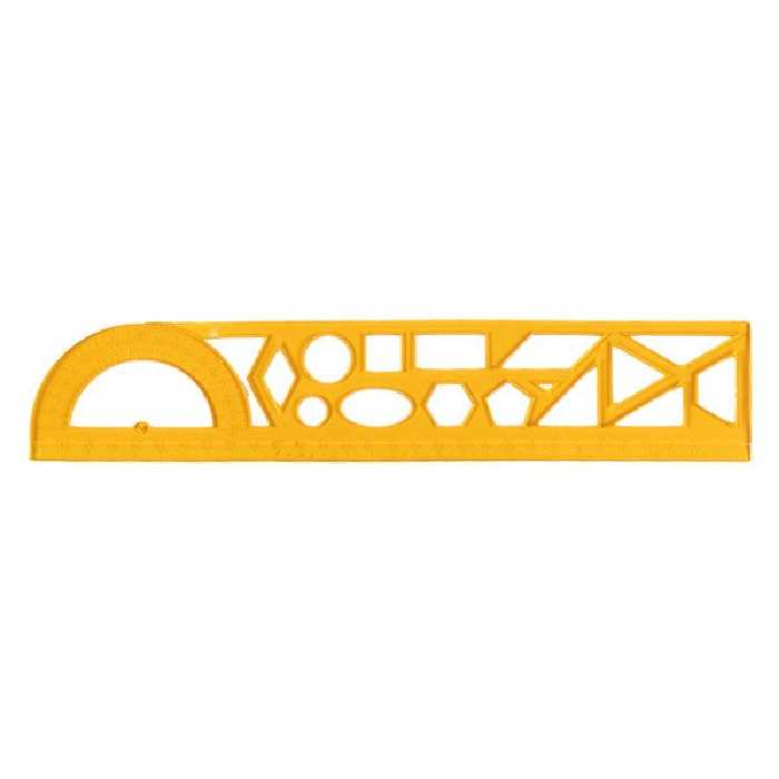 خط کش ژله ای شابلون دار فرمی نو رنگ نارنجی طول 30cm