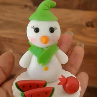 مجسمه آدم برفی دستساز از جنس خمیر ایتالیایی. دکوری بانمک .آدم برفی کوچولو 