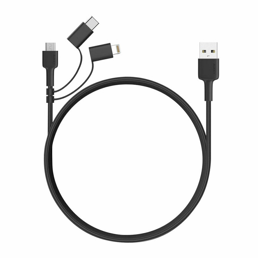 کابل تبدیل USB به Micro USB/USB Type-C/Lightning آکی CB-BAL5 BLACK