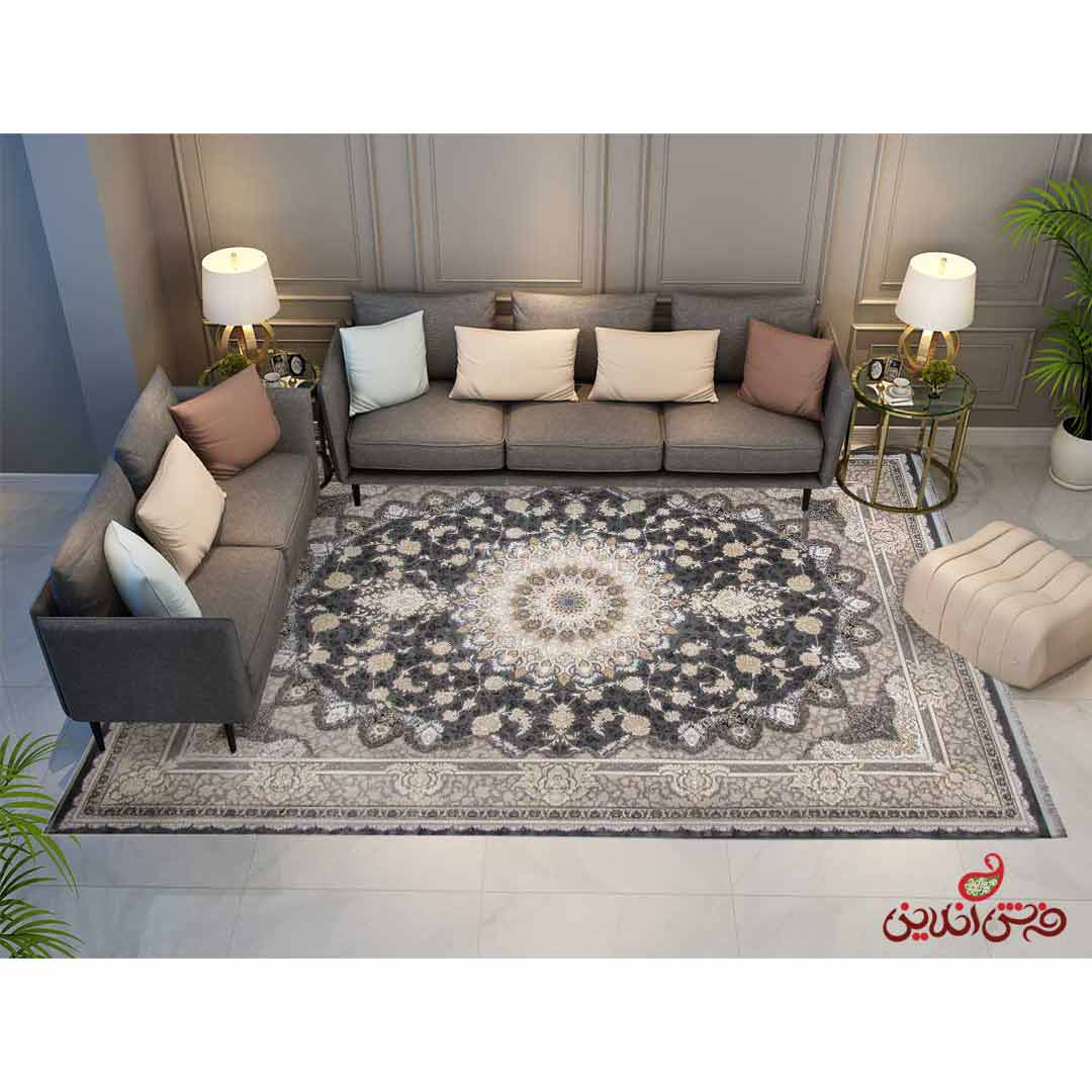 فرش ماشینی برلیان طرح نائین متالیک هایبالک