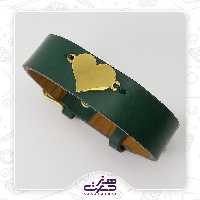 دستبند چرم طبیعی و پلاک قلب استیل