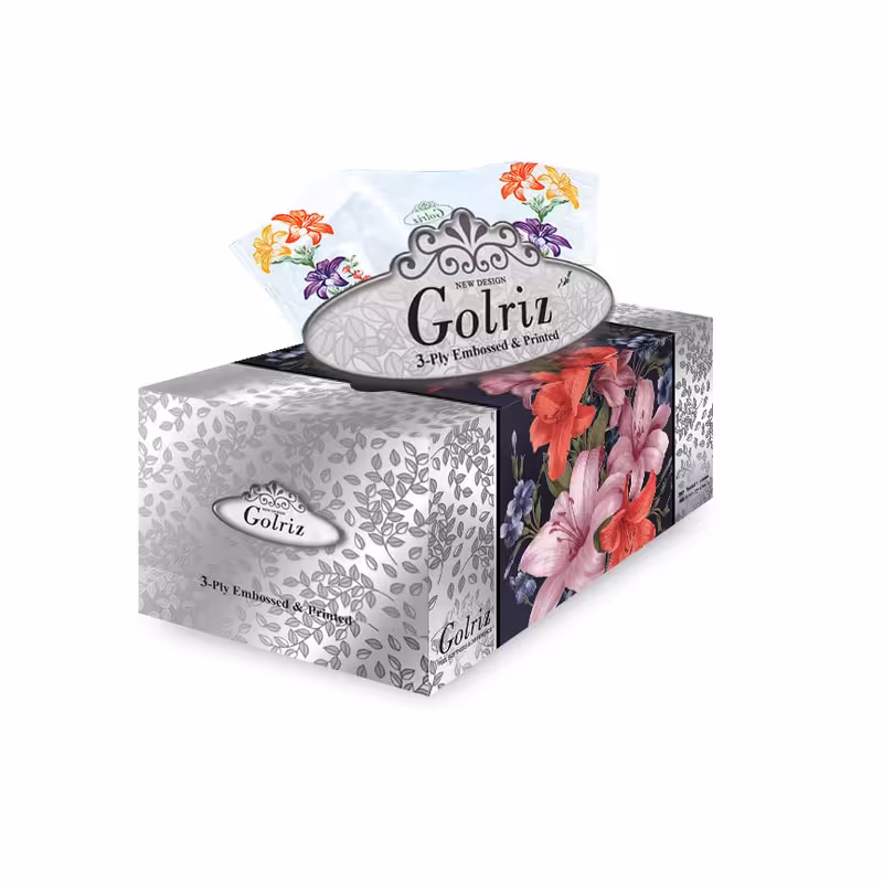  دستمال کاغذی طرح گلریز نقره ای 100برگ 3 لایه 