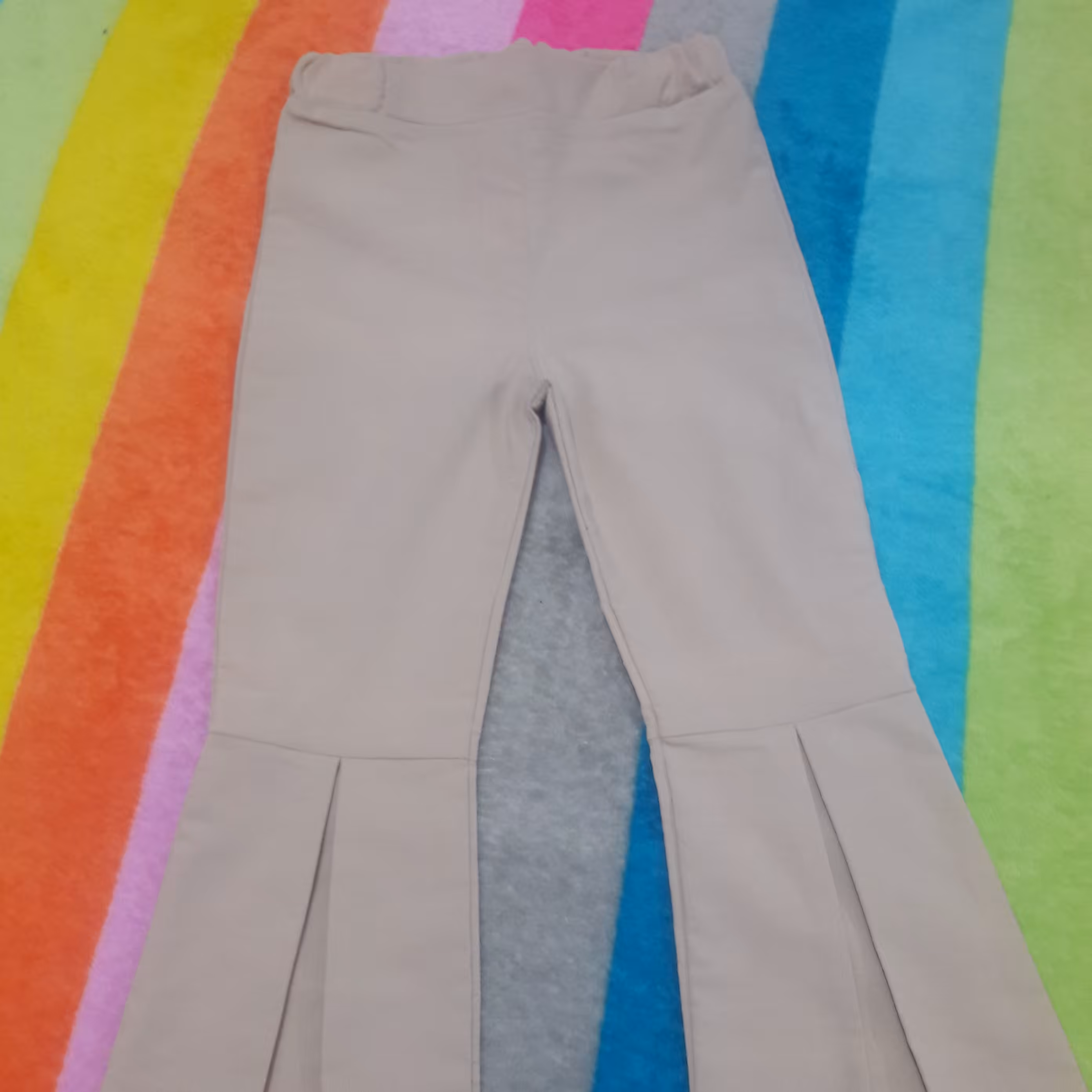 شلوار دخترانه بچگانه کتان کشی کرم شیک و مجلسی