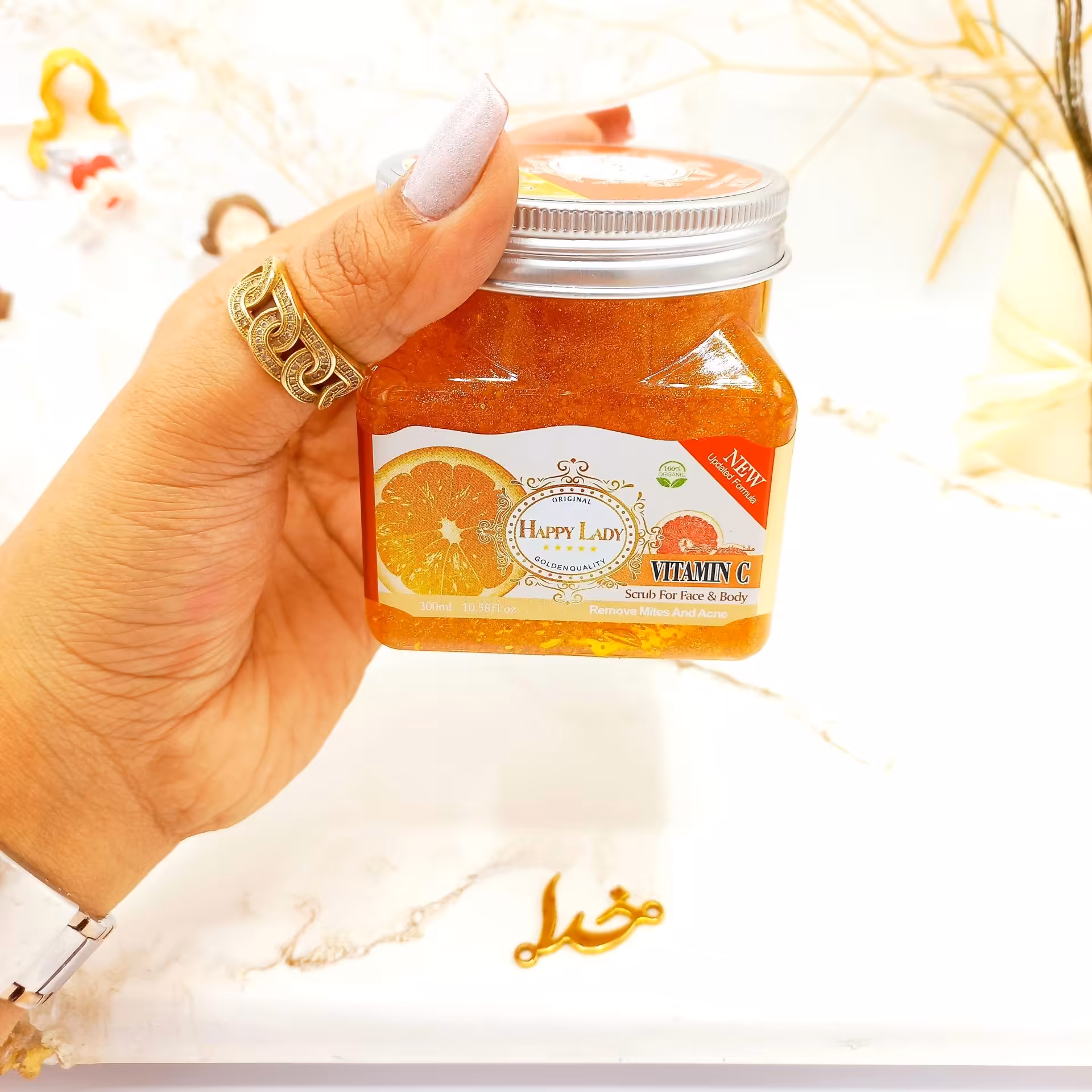 اسکراب شنی صورت و بدن ویتامین سی هپی لیدی HAPPY LADY