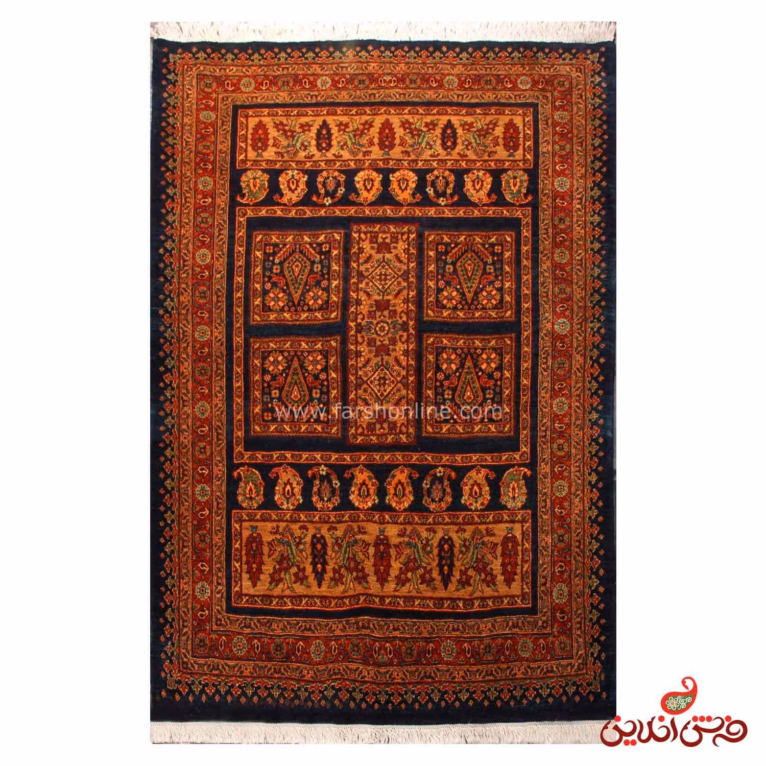 فرش دستباف عشایری طرح خشتی سرمه ای