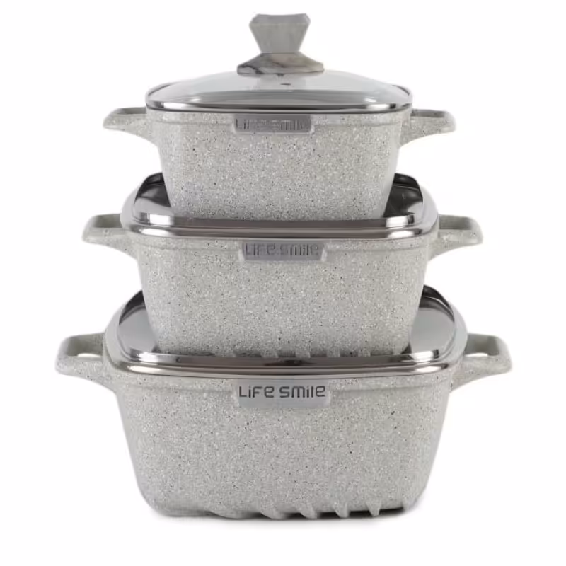 سرویس قابلمه لایف اسمایل تمام گرانیت 6 پارچه مربع 