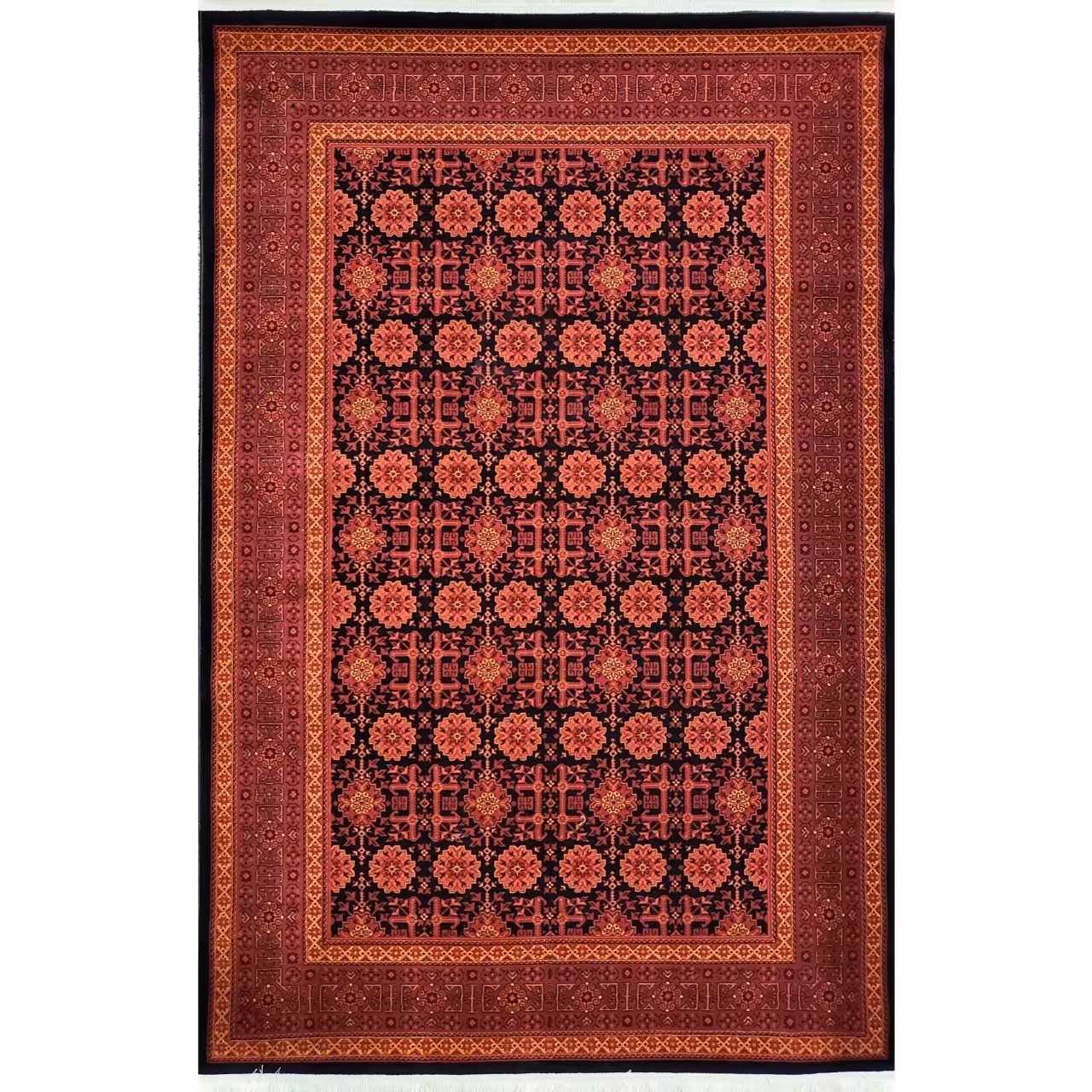 فرش ماشینی برند هیوا طرح بلوچ 211سرمه ای سایز 4متری